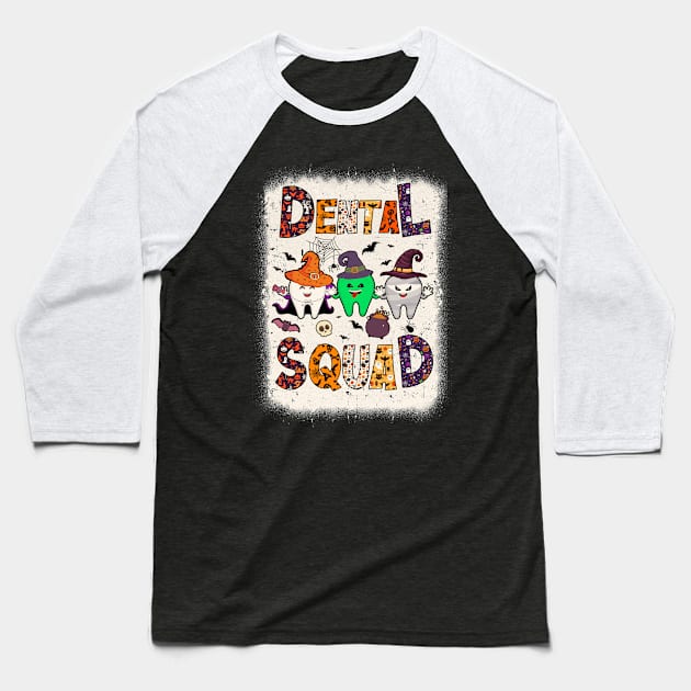 Funny Dental Squad Spooky Dentist Tooth Halloween Costume Baseball T-Shirt by James Green